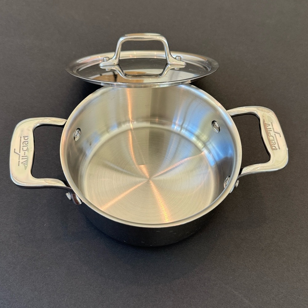 All-Clad Stainless Steel .5 qt Pot + Lid 2 Piece Oven 600F Cookware